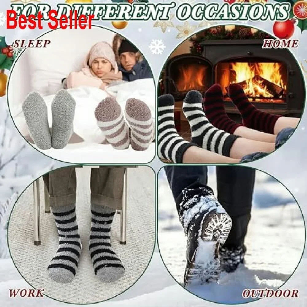 Bulk Fuzzy Socks Cozy Plush Warm Winter Slipper Socks for Men Unisex